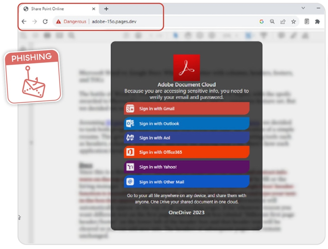 Figura 2: Campaña de phishing con temática de Adobe